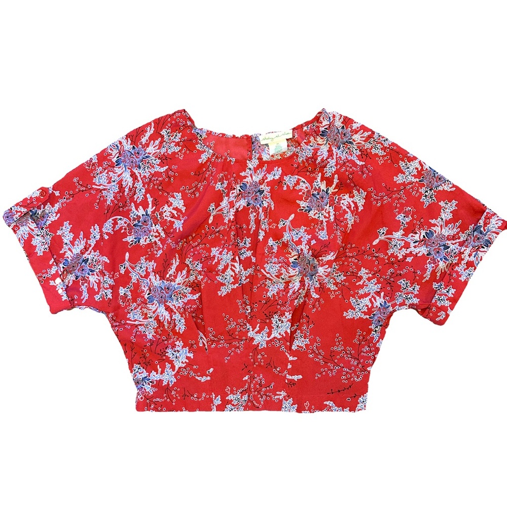 Anthro Staring At Stars Crop Top Red Floral - XS